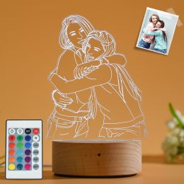 Personalized Photo 3D Lamp, Engraved Night Light Gift For Friend - Magic Remote Control, Touch Multiple Color